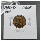 1953-D Lincoln Cent MS65 Red