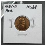 1951-D Lincoln Cent MS64 Red