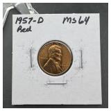 1957-D Lincoln Cent MS64 Red