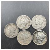 (5) Mercury Silver Dimes