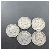 (5) Mercury Silver Dimes