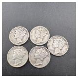 (5) Mercury Silver Dimes
