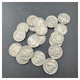 (Approx. 20 qty) Buffalo nickels; mixed dates; man
