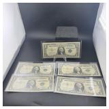 (5) $1 silver certificates; mixed series and seria