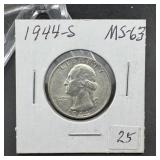 1944-S Washington Silver Quarter - Higher Grade