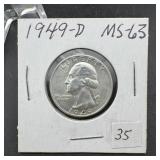 1949-D Washington Silver Quarter - Higher Grade