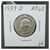 1939-D Washington Silver Quarter - Higher Grade