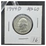 1944-D Washington Silver Quarter - Higher Grade