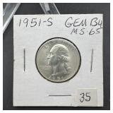 1951-s Washington Silver Quarter - Higher Grade