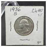 1936-S Washington Silver Quarter - Higher Grade