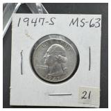1947-S Washington Silver Quarter - Higher Grade