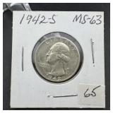 1942-S Washington Silver Quarter - Higher Grade