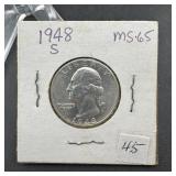1948-S Washington Silver Quarter - Higher Grade