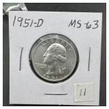 1951-d Washington Silver Quarter - Higher Grade