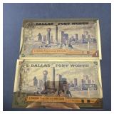 (2) 2025 Dallas Fort Worth Goldback 1 Gold Notes