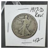 1917-D Walking Liberty Silver Half Dollar (Reverse