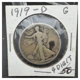 1919-D Walking Liberty Silver Half Dollar