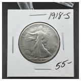1918-S Walking Liberty Silver Half Dollar