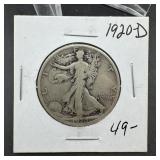 1920-D Walking Liberty Silver Half Dollar