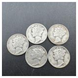 (5) Mercury Silver Dimes