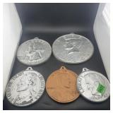 (5) Cast Metal Decorative Coin Set Large Display