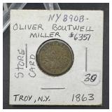 1863 Oliver Butler Miller Store Card Token