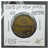 1855 State of New York No Repeal Token