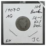 1907-O Barber Silver Dime Semi Key Date