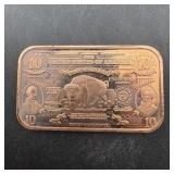 1 oz .999 Copper Buffalo Bar