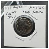 1913 Buffalo Nickel Full Horn Gem BU