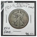 1921-S Walking Liberty Silver Half Dollar Key Date