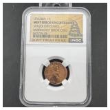 2001 Lincoln Cent Struck Off Center Mint Error NGC