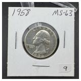 1958 Washington Silver Quarter - Higher Grade
