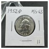 1952-d Washington Silver Quarter - Higher Grade
