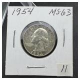 1954 Washington Silver Quarter - Higher Grade