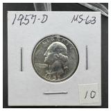 1957-d Washington Silver Quarter - Higher Grade