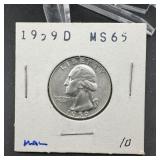 1959-d Silver Washington Quarter, Higher Grade