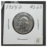 1954-d Washington Silver Quarter - Higher Grade