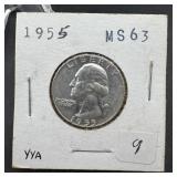 1955 Washington Silver Quarter - Higher Grade