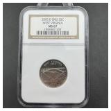 2005-s Silver 25c West Virginia State Quarter Ngc