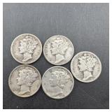 (5) Mercury Silver Dimes