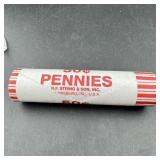 50ï¿½ Wheat Cent Roll w/ Blank Planchet End