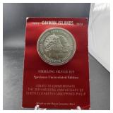 1972 Cayman Islands 1 1/2 oz .925 Silver Coin in A