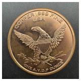 1 Oz. Copper Round, see photo for design