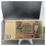 1929 20 Reichsmark German Note High Grade