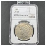 1923 Peace Silver Dollar NGC MS63