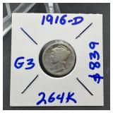 1921-D Mercury dime; key date.