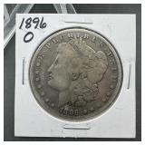 1896-O Morgan silver dollar; New Orleans mint; cir