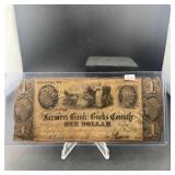 Farmers Bank Bucks County $1 obsolete note; Bristo
