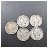 (5) Mercury Silver Dimes